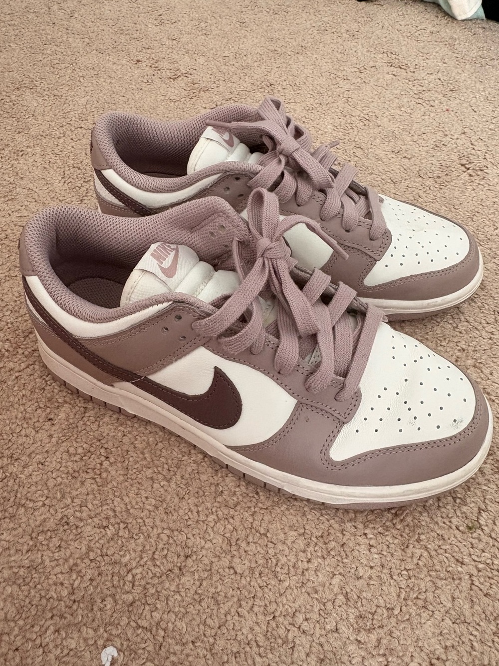 Nike Women’s Dunks Low-top Sneakers in Mauve and White